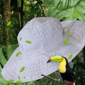 Scala Collezione Tres Jolie/Ribbon Crusher White Sun Hat ~ OS